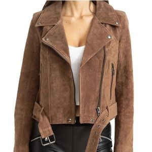 Blank NYC Brown Suede Moto Jacket in Size Small